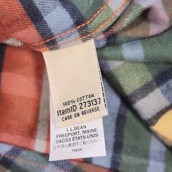 L.L.Bean Plaid Flannel Shirt Relaxed Fit Cotton Multicolor Outdoor Women's L - Picture 8 of 10